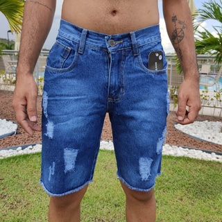 bermuda jeans rasgado masculina slim top lançamento melhor preço envio imediato