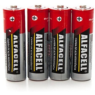 Kit 4 Pilhas Comum Alfacell Bateria AA Pequena Alta Resistência - 1,5v atacado