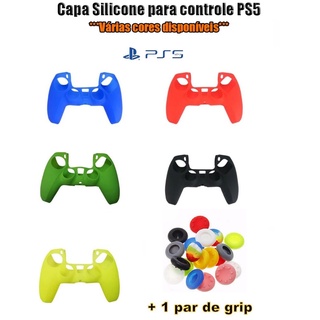 Capa Silicone Para Controle PS5 Dualsense + 2 Grips