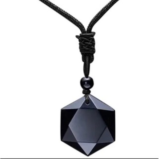 Colar de Pedra Obsidiana Negra em Hexagrama :: Natural :: Estrela Hexagonal (3)