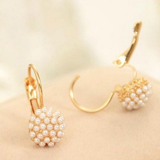 Brinco Feminino De Pérolas Falsas Com Alavanca De Liga Dourada | Women's Faux Pearls Beads Golden Alloy Leverback Eardrop Earrings Party Jewelry (2)