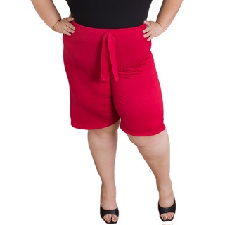Bermuda Feminina Plus Size feminino Shorts cintura alta com elastano (8)