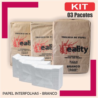 Kit 3 Pacotes Papel Interfolhas Branco | 22x21cm - 1000 folhas por pacote (1)