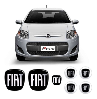 Kit Emblemas Adesivos Black Fiat Novo Palio 2010 a 2018