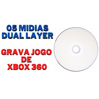 5 Midia Virgem Dual Layer Printable Dvdr Grava Jogo XBOX 360