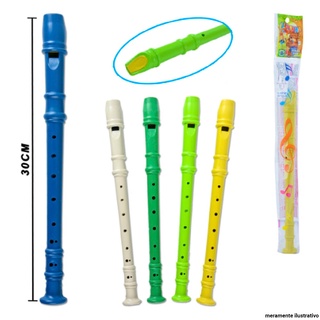 Flauta Doce Colorida Brinquedo Infantil Com Partitura