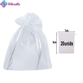 20 Sacos de Organza Cristal Branco 7x9cm Saquinhos de Organza Embalagens para Presente Joias e Decoração (1)
