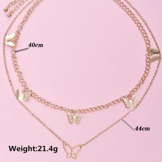 Sweet Butterfly Animal Necklaces Set Gold Pendant Tassel Chain Clavicle Women Cute Party Wedding Jewelry (2)