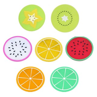 7pçs Porta Copo De Silicone Transparente Colorido De Frutas Para Bebidas / Talheres / Jogo Americano (1)