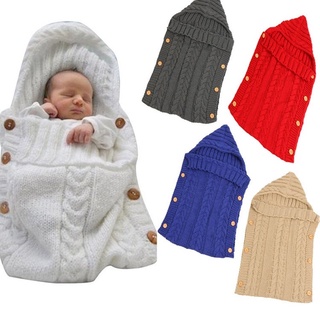 Mochila De Dormir Bebê De Lã Tricotado / Mochila De Dormir Com Botão / Cobertor