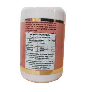 Acido Hialuronico Colageno Tipo 2 100 cápsulas Pele Firme Com Vitamina C 1 frascos Denature (6)