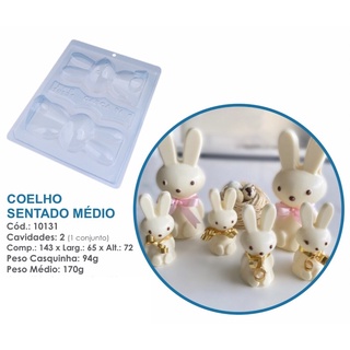 Forma BWB Com Silicone (3 partes) Para Chocolate Cód. 10131 - Coelho Sentado Médio 170g. Páscoa