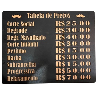 Tabela de Preços Valores Barbearia Personalizável Madeira - MDF (4)