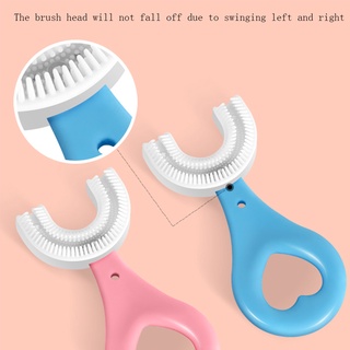 Escova De Dentes Infantil De Silicone Flexível Em Formato De U Giratória Para Oral/Limpeza De Bebês (1)