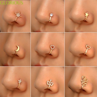 GLORIOUS Fashion Women and Girls Fake Piercing Clip-on Nose Ring Fake Nose Cuff African Nose Cuff Non-Piercing (1)