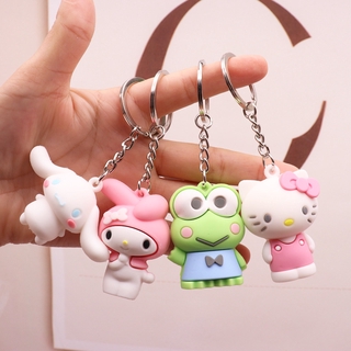 1 Pcs Cute My Melody Pudding Cinnamoroll Dog Cool Penguin Kuromi Pendant Keychain Bag for Girls Gift Figure Toys (1)