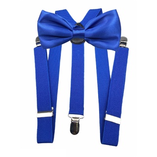 Suspensório + Gravata Borboleta Azul Royal Infantil ou Adulto