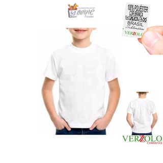 Camisa Branca Lisa para sublimação Infantil Unissex Gola Careca Manga Curta Verzzolo - 100% Poliéster
