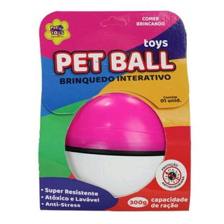 Pet Ball Comedouro para racao Interativo para cachorros Bola Brinquedo para cães nas cores azul e rosa