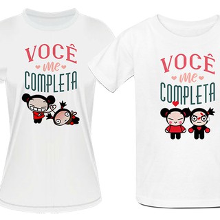 Kit de camiseta casal combinado / Você me completa / unissex / Love / Pucca e Garu / Desenho Animado / Namorados / casal / T shirt