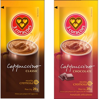 Cappuccino Café Solúvel 3 Três Corações - Sachê 20g Sabores disponíveis Classic e Chocolate