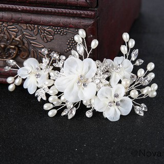 Nova Moda Nupcial Enfeites De Cabelo Fios De Flor Branca Pérola Grampo De Cabelo Para As Mulheres Floral Cabeça De Cristal Peças Acessórios De Noiva