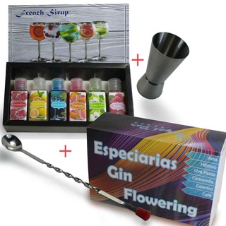 Especiaria para Gin + Xarope + Colher bailarina + Dosador Duplo - Flowering - RoyalBar