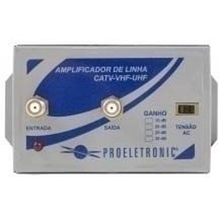 AMPLIFICADOR DE LINHA 30DB VHF/UHF PROELETRONIC