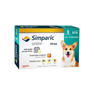 Anti-Pulgas Para Seu Pet Com 3 Comprimidos Simparic 10,1 a 20 kg
