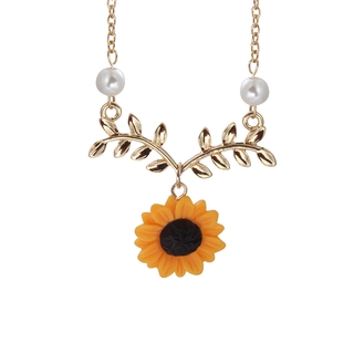 4 pieces/set fashionable sunflower leaf pendant necklace set (5)