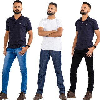 Kit 3 Calças Jeans Masculina Slim Com Elastano Pronta Entrega