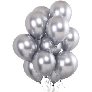 10 Unid Balão 5 Pol Prata Metalizado Cromado