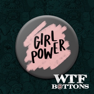 Botton ou Ímã Feminismo Girl Power Rosinha Preto