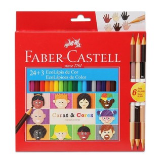 Lápis De Cor Faber Castell 24 + 3 ou 12 + 3 Caras e Cores Tons de Pele (1)