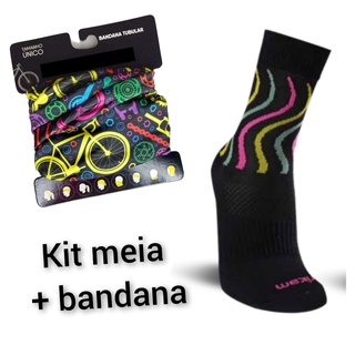 Kit Meia Ciclismo + Bandana Tubular Ciclismo (4)