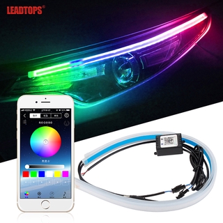 LEADTOPS 1 pair 45CM 60CM RGB Ultra-Thin Flexible Car LED Light Bar DRL Daytime Running Light Turn Signal Light