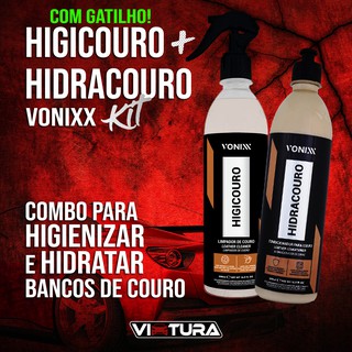 Kit Limpeza Bancos De Couro Higinienizador e Hidratante Higicouro E Hidracouro Vonixx (2x 500ml)