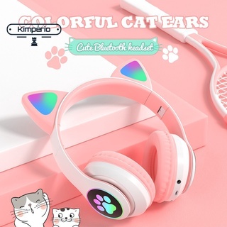 Fone De Ouvido Orelha De Gato Gatinho Cat Bluetooth Ear Com Led Rgb Headphone (2)