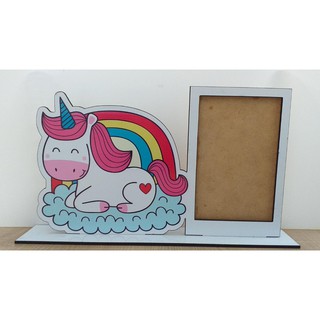 Porta retrato MDF unicornio - decoração quarto criança - presente lindo