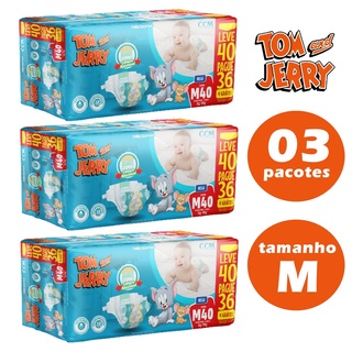 Fralda Tom and Jerry kit c/ 03 pacotes Mega tamanho M