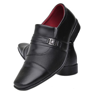 sapato social masculino em couro sintetico de calçar preto