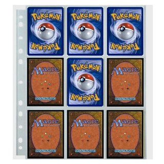 Pacote com 10 Folhas de 9 bolsos para Fichário Card Game Pokemon / Magic The Gathering – Furação Universal