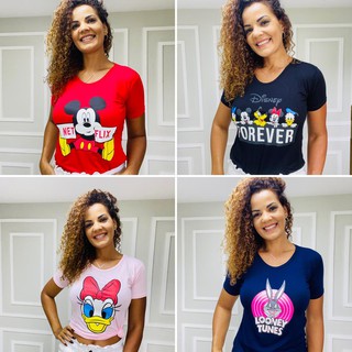 T-Shirt camiseta Feminina Personagens Disney