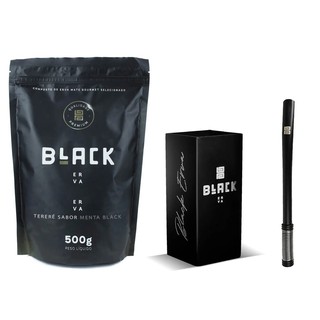 Kit Erva Terere Black + Copo Cuia E Bomba Premium Inox Mola