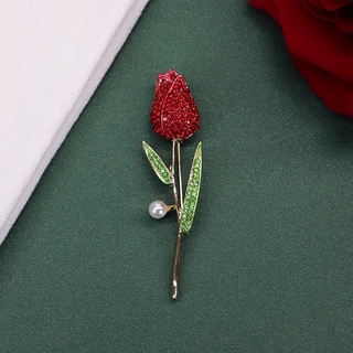 Nova Moda Chegada High Grade Retro Flor Rosa Broche Pin Mulheres Flores Vermelhas Versátil Terno Acessórios Presente (5)