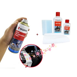 Kit Limpeza e hidratacao De Couro Wurth Produto para limpar e hidratar couro dos bancos de carro + Limpa ar condicionado automotivo
