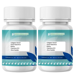 kit 2 Colágeno Verisol + Ácido Hialurônico + Biotina + Coenzima Q10 + Zinco Quelato - 60 cápsulas