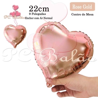 Balão Metalizado Coração Pequeno ROSE GOLD 22cm 9 Polegadas Festa Decoração