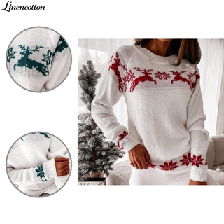 Suéter Tricotado De Algodão / Flocos De Neve Para Festa De Natal