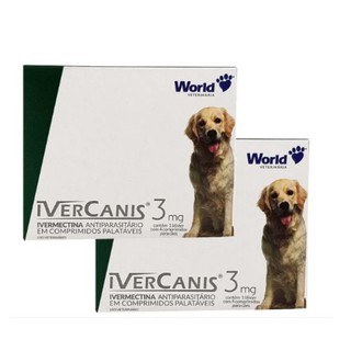 Kit 2 Remedio para carrapato, pulgas e sarna Ivercanis 3mg C/4 Comprimidos - World